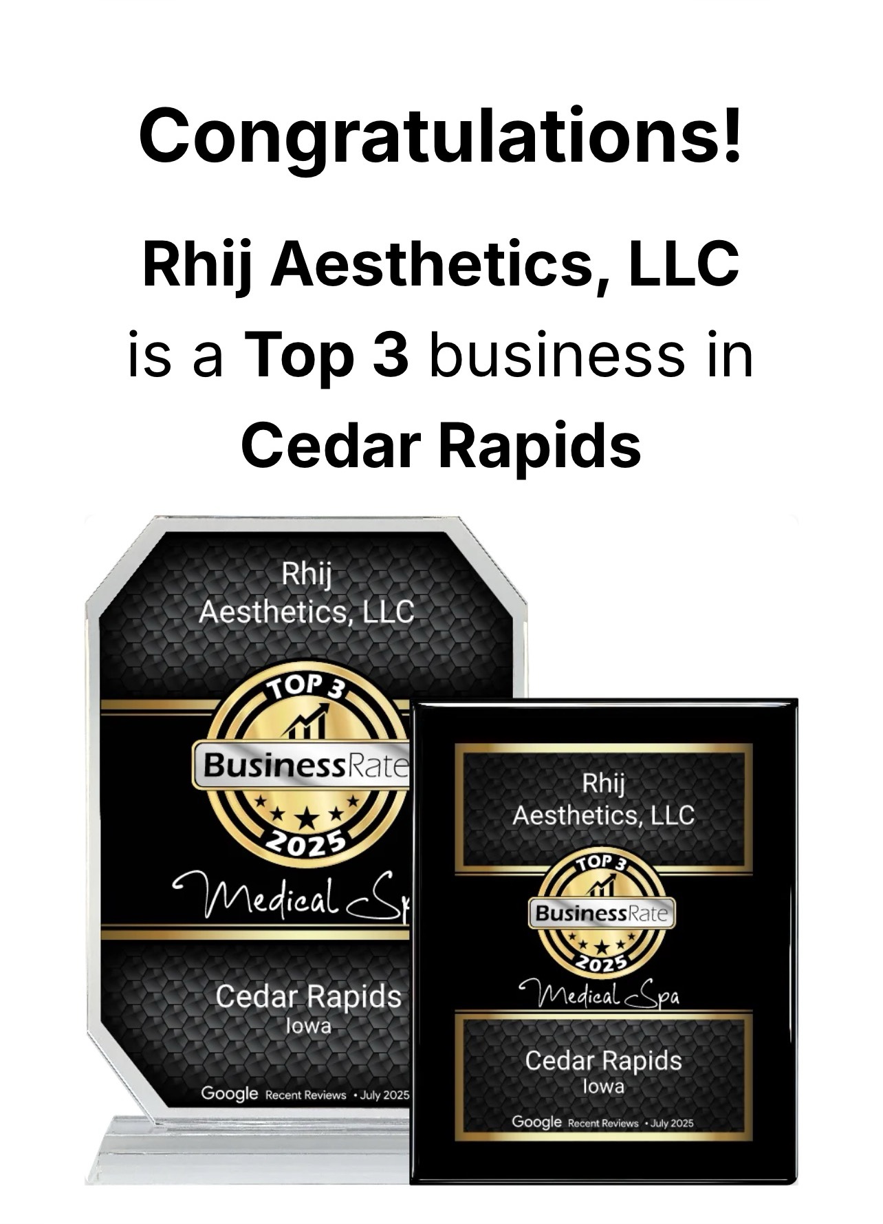 Rhij Aesthetics Top Business Award