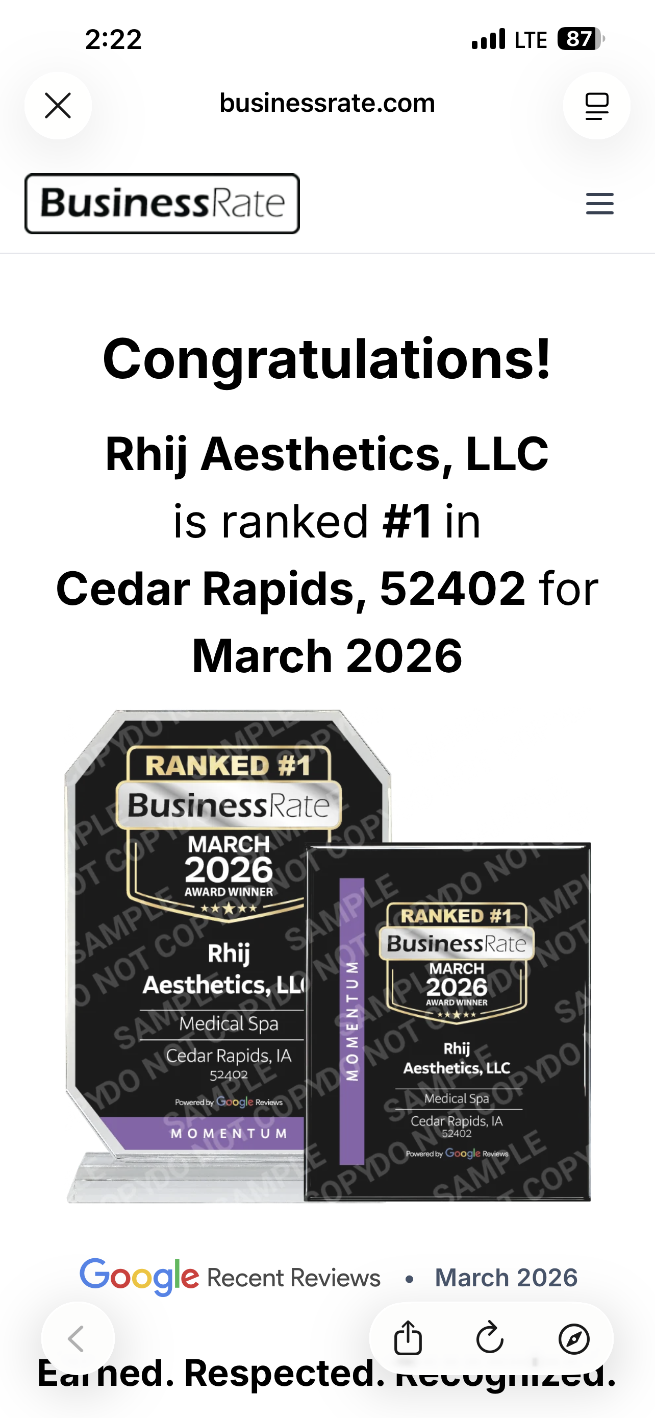 Top 1 Business Rate March 2026 – Award 5