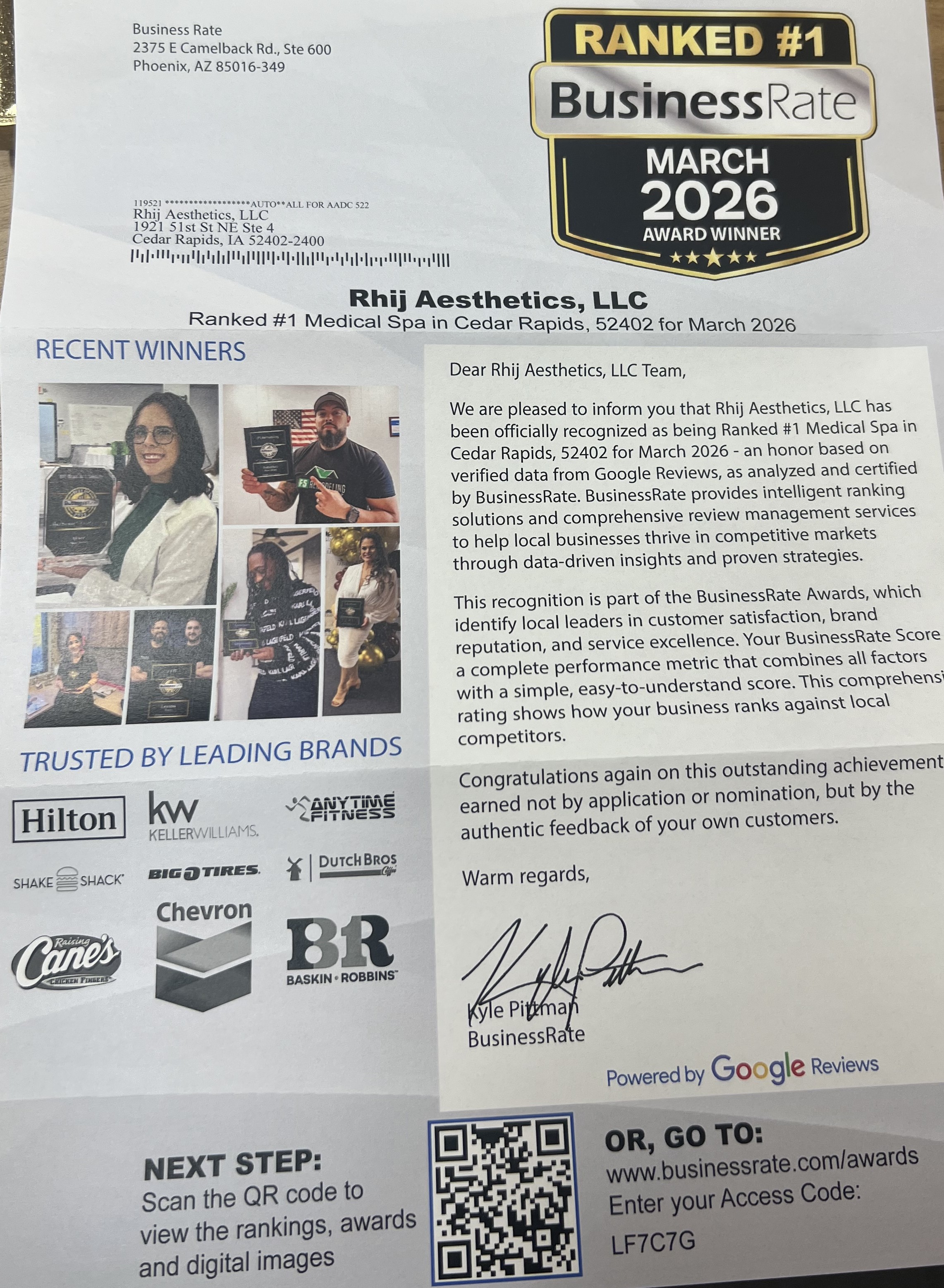 Top 1 Business Rate March 2026 – Award 6